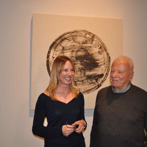il critico d'arte Achille Bonito Oliva con l'artista Silvia Galgani